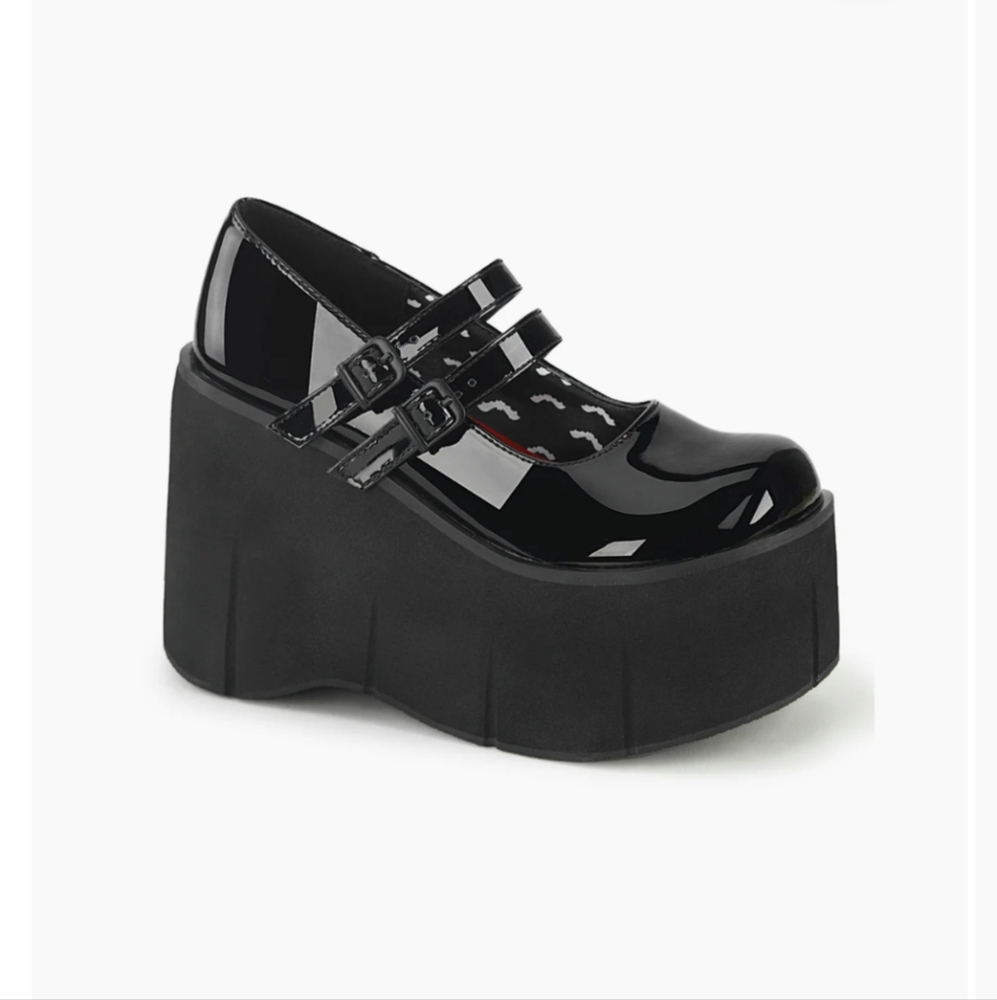 Demonia Kera Patent (Faux) Leather Platform Mary Janes